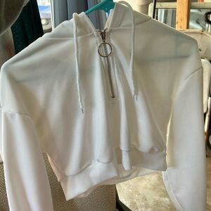 cropped white hoodie